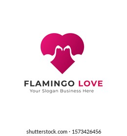 Flamingo Love Logo Template Design