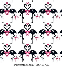 flamingo in love pattern vector
