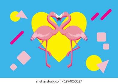 Flamingo in Love Summer Poster