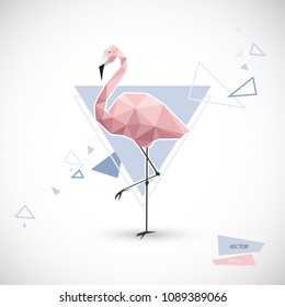 Flamingo low poly style. polygonal illustration. Vector Eps10.