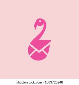 Diseño de logotipo de concepto de correo Flamingo