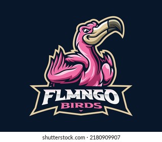 Flamingo mascot logo design. Flamingo bird vector illustration. Logo illustration for mascot or symbol and identity, emblem sports or e-sports gaming team
