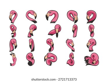 Conjunto de iconos de logotipo de mascota flamenca 