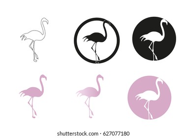 Flamingo minimal vector illustration, silhouette isolated on a white background