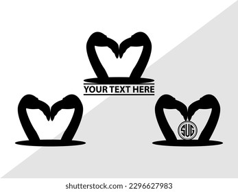 Flamingo Monogram Vector Illustration Silhouette
