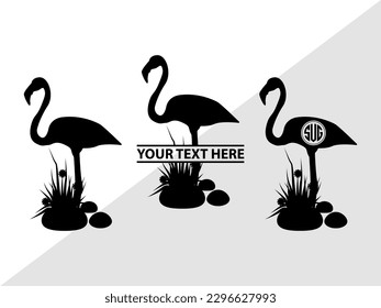 Flamingo Monogram Vector Illustration Silhouette