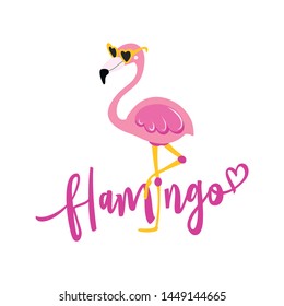 flamingo - Motivational quotes. Hand painted brush lettering with flamingo. Good for t-shirt, posters, textiles, gifts, travel sets.