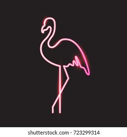 Flamingo neon light. Vector illustration EPS 10