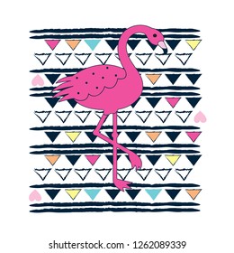 flamingo on abstract background vector illustration