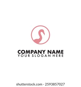 Flamingo on circle Logo vector 