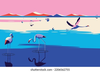 Flamingo auf See und Bergen