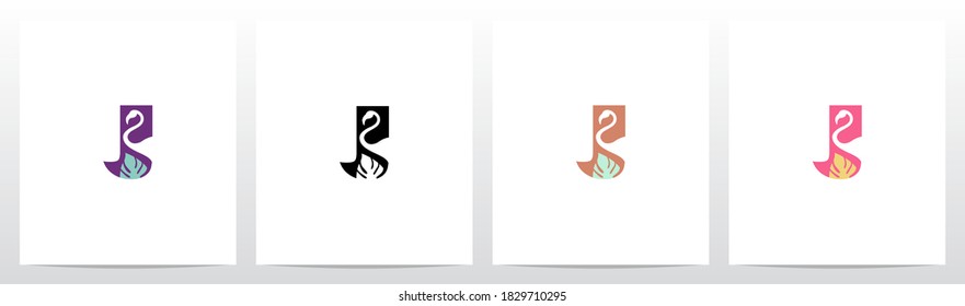 Flamingo On Letter Logo Design J