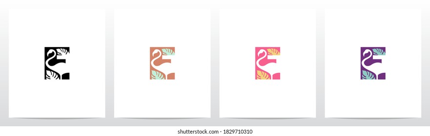 Flamingo On Letter Logo Design E