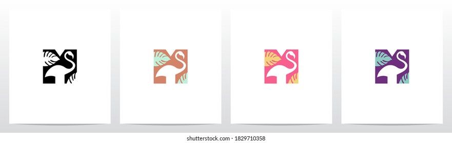Flamingo On Letter Logo Design M