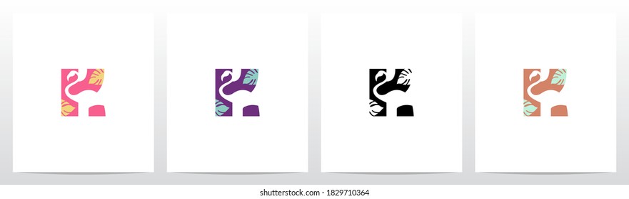 Flamingo On Letter Logo Design K