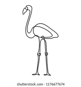 Flamingo one continuous line drawing isolated on white background.