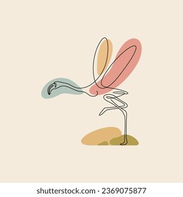 Flamingo one line art abstract, wall decor vector illustration design. Can be used for wall art, print, cover design, poster illustration, card, t-shirt print, etc