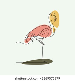 Flamingo one line art abstract, wall decor vector illustration design. Can be used for wall art, print, cover design, poster illustration, card, t-shirt print, etc