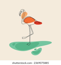 Flamingo one line art abstract, wall decor vector illustration design. Can be used for wall art, print, cover design, poster illustration, card, t-shirt print, etc