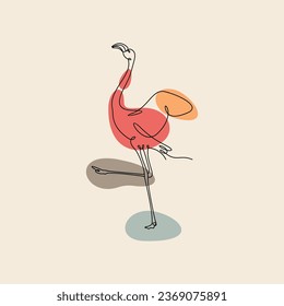 Flamingo one line art abstract, wall decor vector illustration design. Can be used for wall art, print, cover design, poster illustration, card, t-shirt print, etc