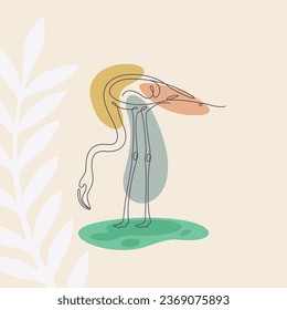 Flamingo one line art abstract, wall decor vector illustration design. Can be used for wall art, print, cover design, poster illustration, card, t-shirt print, etc