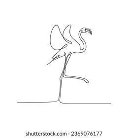 Flamingo one line art, wall decor vector illustration design