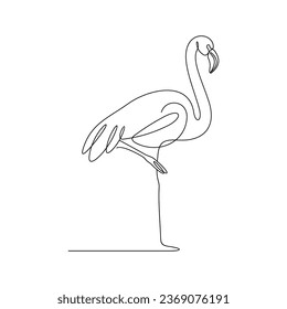 Flamingo one line art, wall decor vector illustration design