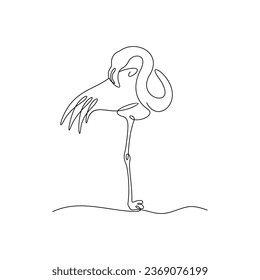 Flamingo arte de una línea, decoración de pared, diseño de ilustración vectorial