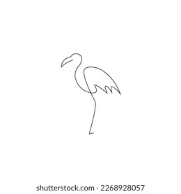 Flamingo one line drawing. Continuous single hand drawn summer symbol. Stylish decorative element. Vector illustration  good for poster and banner minimalism style.