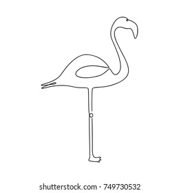 Flamingo one line drawing. Continuous line tropical bird. Hand-drawn illustration for logo, emblem and design card, poster. Vector.