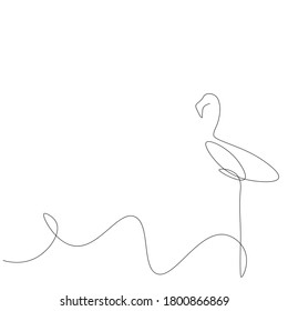 Flamingo eine Zeile auf weißem Hintergrund. Vektorgrafik