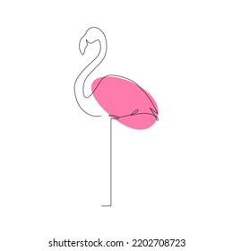 Flamingo one line logo design.Flamingo with colored shapes.Vector illustration