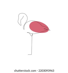 Flamingo one line logo design.Flamingo with colored shapes.Vector illustration