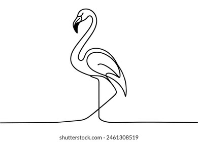 Flamingo in one line. Logo, Vector illustration.