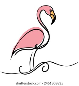 Flamingo in one line. Logo, Vector illustration.