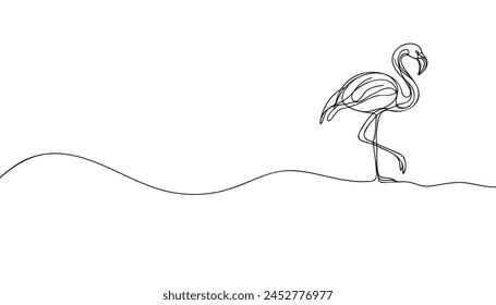 Flamingo in one line. Stylish decorative element. Vector illustration.