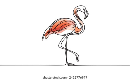 Flamingo in one line. Stylish decorative element. Vector illustration.