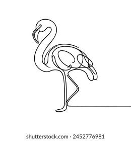 Flamingo in one line. Stylish decorative element. Vector illustration.