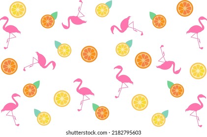Flamingo and orange background illustration