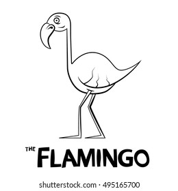 Flamingo Outline Cartoon - Vector Illustration
