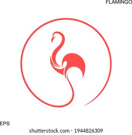 Flamingo outline. Isolated flamingo on white background