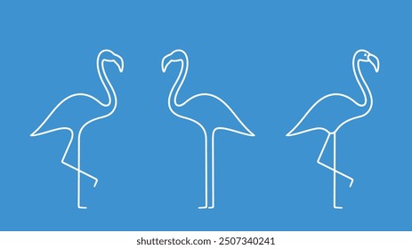 Flamingo outline. Isolated flamingo on white background