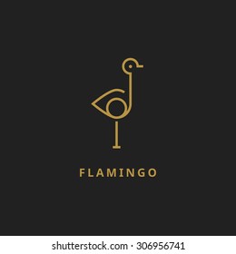 Flamingo outline logo. Minimalistic vector illustration of bird