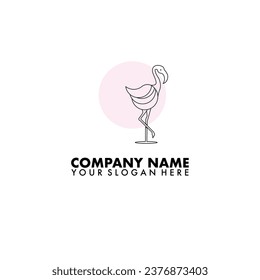 Vector del logotipo del contorno de flamenco. Animal en un entorno aislado.