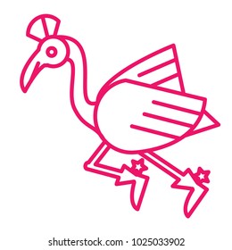 Flamingo Outline mascot logo vector for design illustration. Unique style