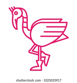 Flamingo Outline mascot logo vector for design illustration. Unique style