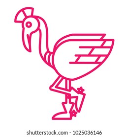 Flamingo Outline mascot logo vector for design illustration. Unique style
