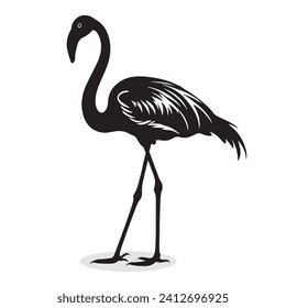 Flamingo outline and symbols. Dark level variety basic exquisite white foundation Flamingo animal Birds vector and silhouette icon.