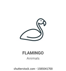 Flamingo outline vector icon. Thin line black flamingo icon, flat vector simple element illustration from editable animals concept isolated on white background