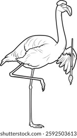 Flamingo Painter Paint brush Painting Animal Vector Graphic Art Illustration